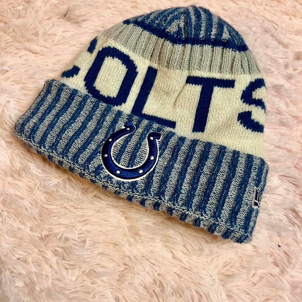 NFL Football Team Indy Colts Fleece‎ Lined Winter Cozy Warm Tailgate Beanie